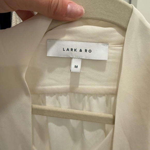 Lark & Ro Cream Tie Front Blouse with Relaxed Fit - Picture 2 of 2